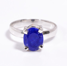 Natural Blue Lapis Lazuli Ring Cut Stone 925 Sterling Silver Boho Rings Jewelry