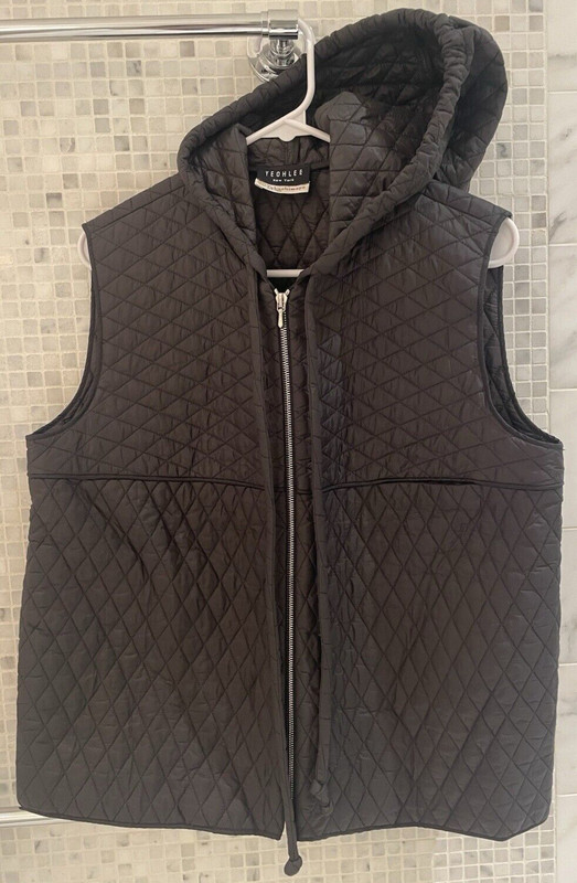 Excellent YEOHLEE New York Takashimaya Brown Hooded Quilted Vest Size Large EUC