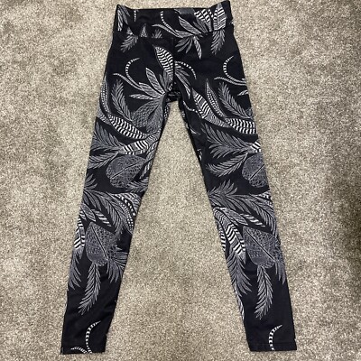 Womens JoyLab Leggings Blk/White leaf pattern Mid-rise crop/ankle  length