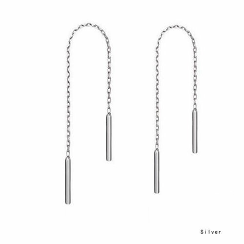 2 Ohrringe STUD 925 er Sterling SILBER / Gold Hänger Durchzieher gestempelt - Bild 7 von 9