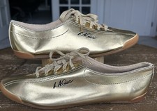 Vintage 1990s L.A. GEAR Metallic Gold Aerobic Dance Workout Sneaker Shoe 7.5