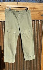 Banana Republic Women Sz 8 NEW Pants Stretch Olive Cargo With Fixed Cuff