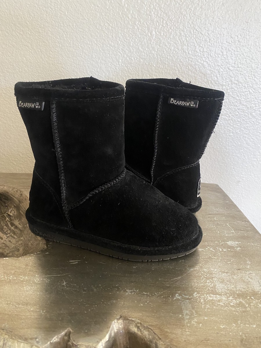 Bearpaw Black Boots Girls Toddler Size 12 Unisex Zipper