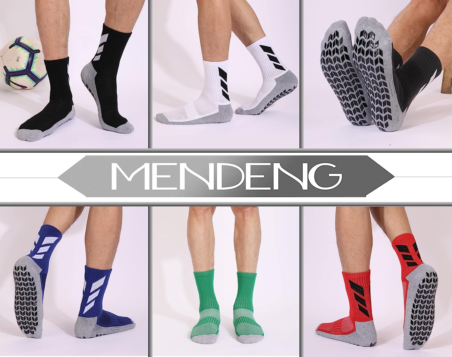 MENDENG Mens Grip Socks Soccer Non Slip Socks for Men Anti Slip