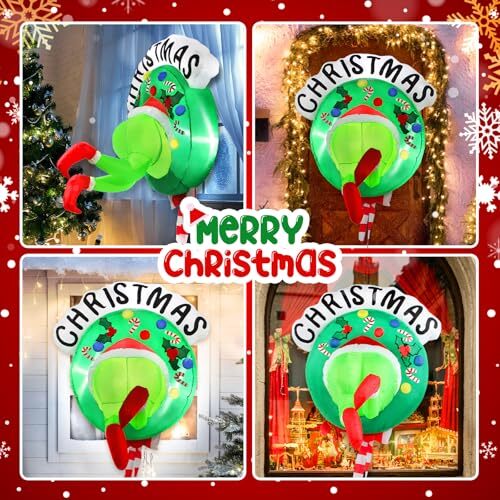 Inflatable Christmas Decorations Outdoor 3.5FT Blow Up Santa Green