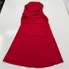 Shein Red Sleeveless Cinched Sides Fit & Flare Maxi Dress Women's Size M NEW