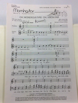 Oh Wondrous Type Oh Vision Fair Choral Sheet Music Octavo SATB Handbells