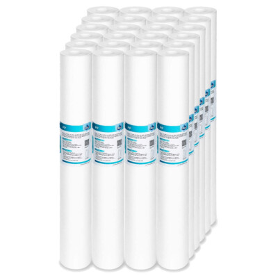 25 Pack 20'' x 2.5'' 1/5/10/20 Micron Sediment Whole House Water Filter Cartridges