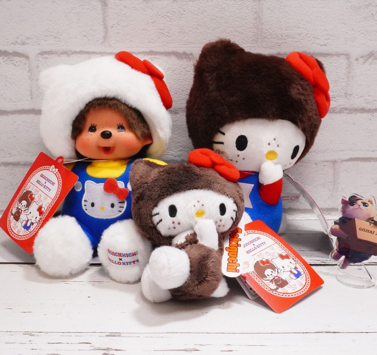 Monchhichi x Hello Kitty Plush doll type 3 Sekiguchi New Japan w