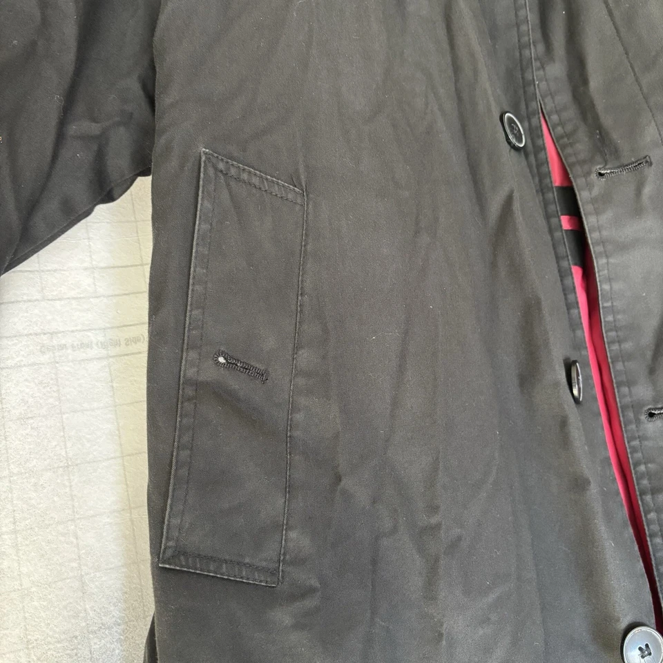 De Colección Oleg Cassini Todo Clima Forrado Gabardina Cinturón Aislante Negro 38 Corea del Sur Foto 4 de 4