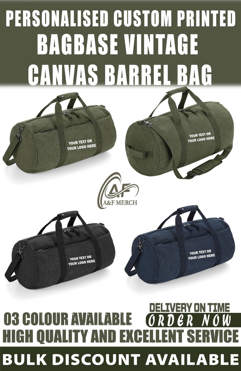 Disfraz Personalizado BagBase Vintage Lona Barril Bolso SPORTS Gimnasio BG655