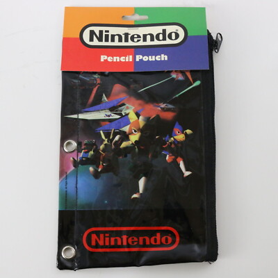 Star Fox Pencil Pouch 10''x5 7/8'' 3 Ring Nintendo 2000 Pentab N64 Era UNSUED