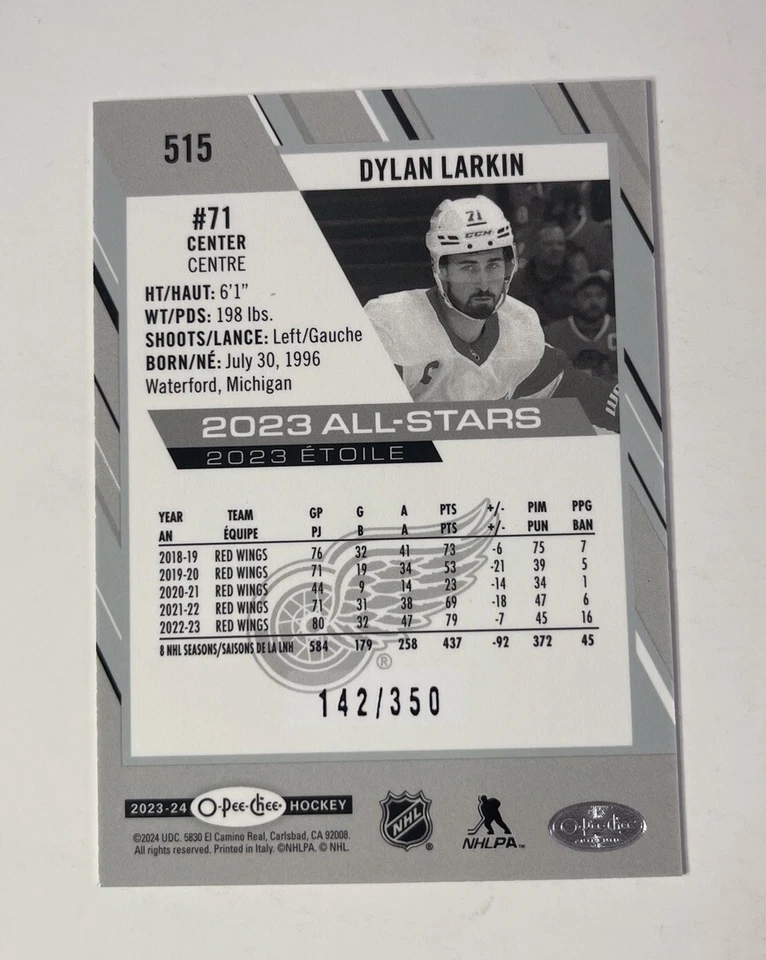 2023-24 O-Pee-Chee All Stars Rainbow DYLAN LARKIN /350 #515 - Image 2 of 2