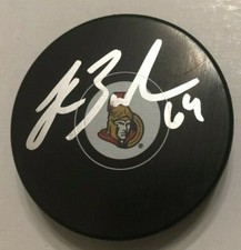 JC BEAUDIN SIGNED OTTAWA SENATORS HOCKEY PUCK W/ CASE COA