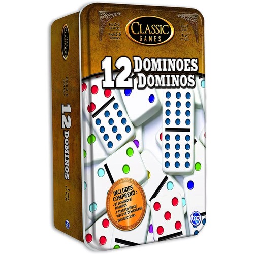 Classic 91 Numbered Domino Tiles Double 12 Dominoes in Tin Can- Classic Game - Picture 3 of 3