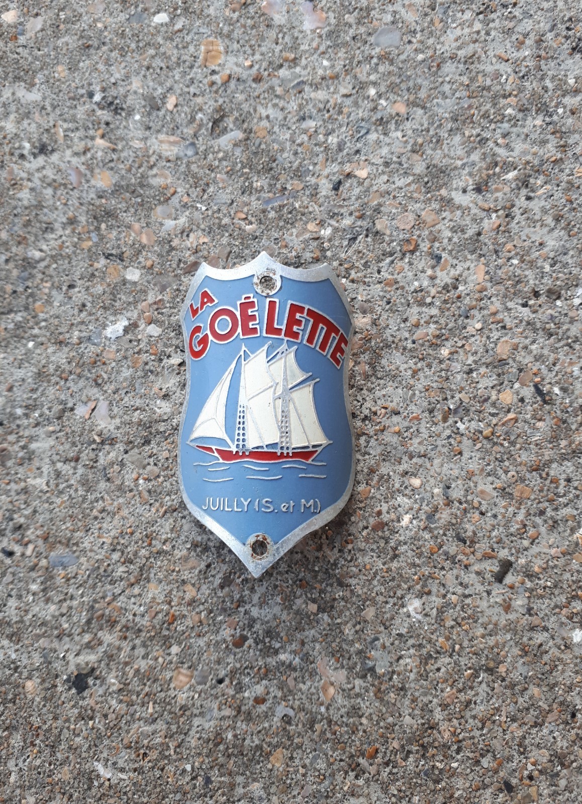 LA GOÉLETTE JUILLY bicycle Head Badge Ancienne plaque vélo Vintage logo sigle LA GOÉLETTE JUILLY bicycle Head Badge Ancienne Ancienne Ancienne plaque vélo Vintage logo sigle 951b62