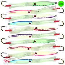 10pcs 5-color Fish WOW!® 100g 3D Swim Squid jig Fishing Vertical Jig saltwater