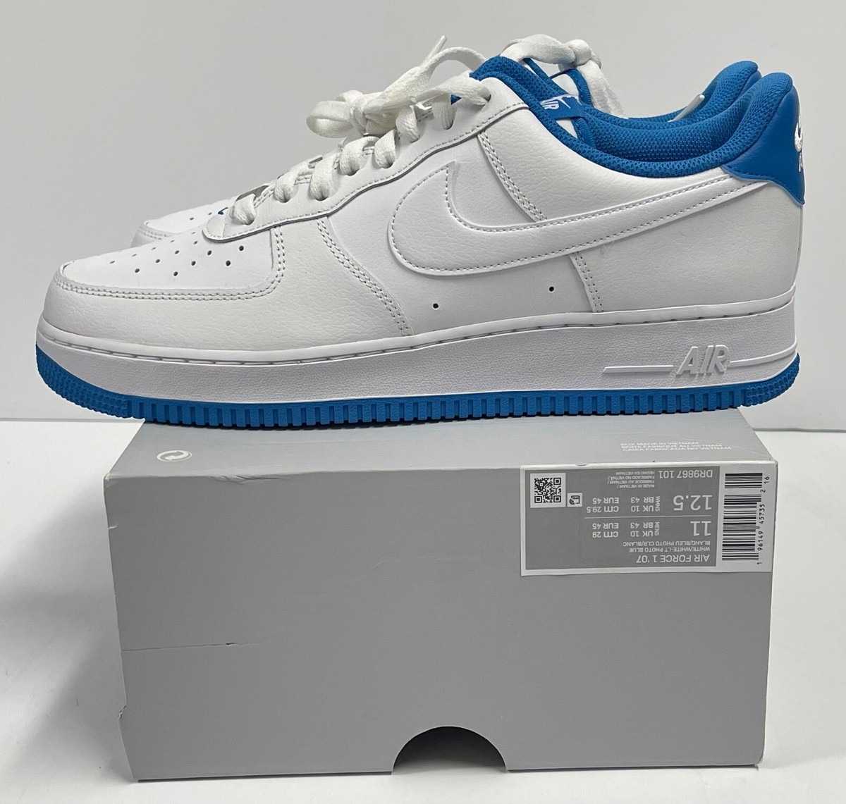 Nike Air Force 1 '07 Men's Sneakers White Blue DR9867-101 MENS
