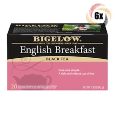 6x Boxes Bigelow English Breakfast Flavor Black Tea | 20 Pouches Per Box | 1.5oz