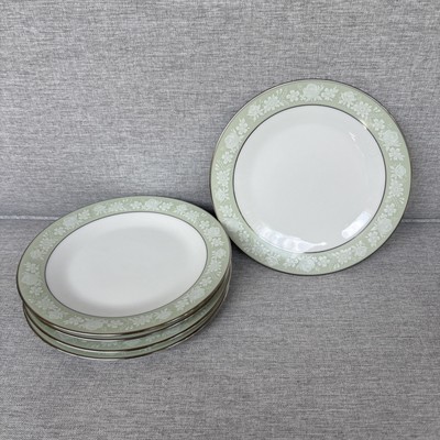 Noritake Vienne Bread Plate 6885 6 3/8'' White Rose Green Band Excellent