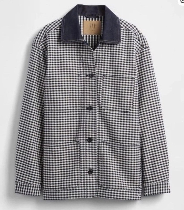 GAP x Doen Women’s Size XL Gingham Denim Chore Barn Jacket Coat NWT