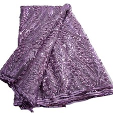 African Lace Fabric 5 Yards French Tulle Fabric 3D Sequin Crochetwork Embroid...