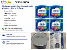 Similac Advance Infant Formula Powder 12.4 oz Milk- Based date is 01/09/2028