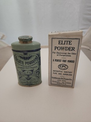 1920s Era Elite Foot Powder Tin California Perfume Co NOS New Old Stock W Box!