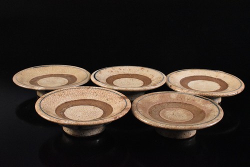 K5105: Japanese Old Seto-ware Blue&White TEA CUP TRAY Saucer Chataku 5pcs,