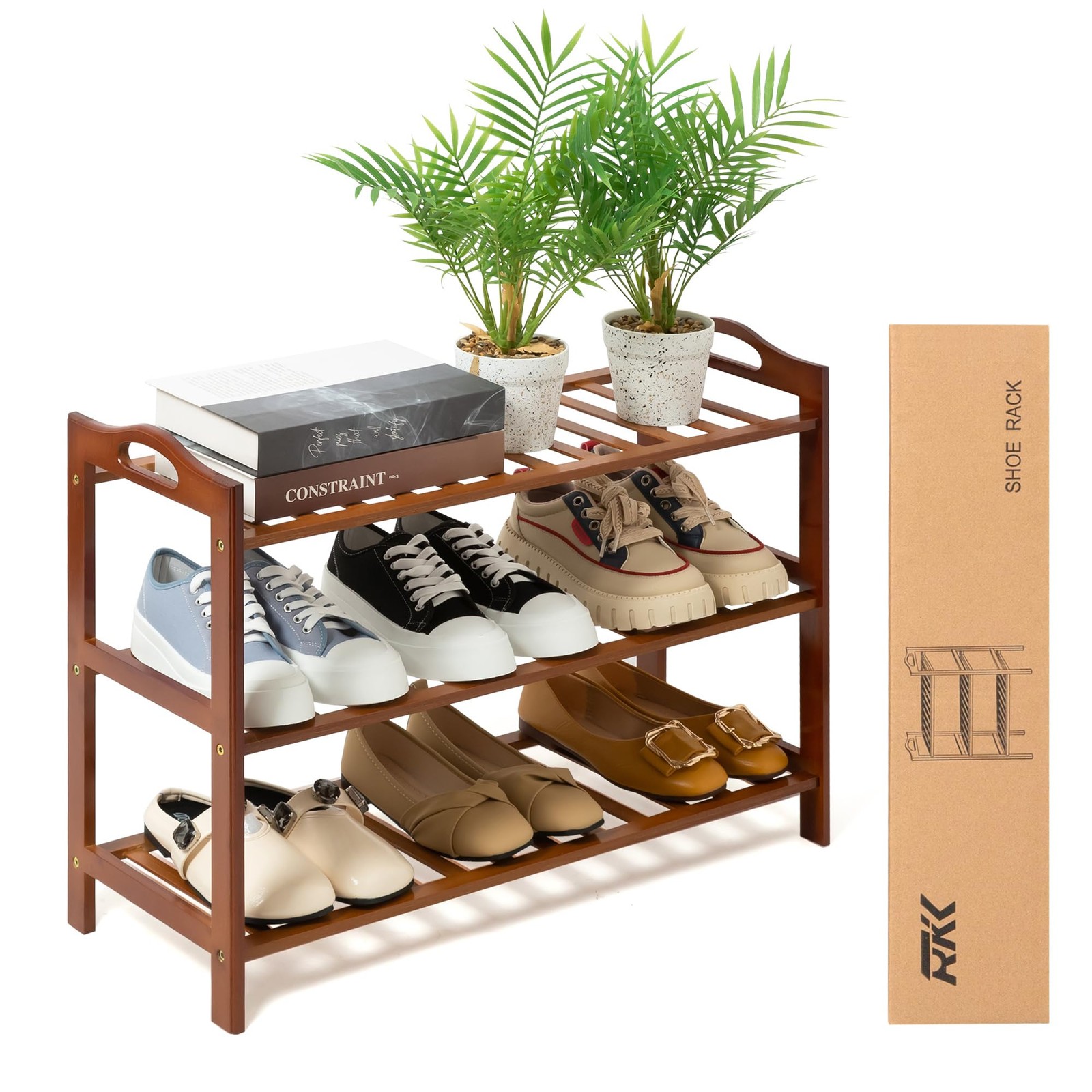 Bamboo Shoe Rack for Front Door or Closet Organizer Storage