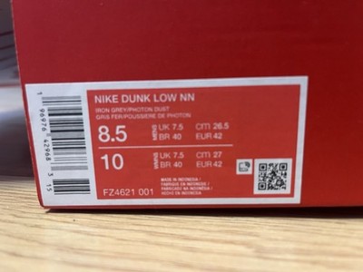Nike Dunk Low NN Herren Sneaker Low Top EU 42 Grau/Silber FZ4621 001