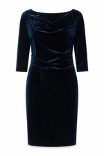 Precis Petite Womens Sheath Dress Size 12 Blue Knee Length Sweetheart 3/4 Sleeve