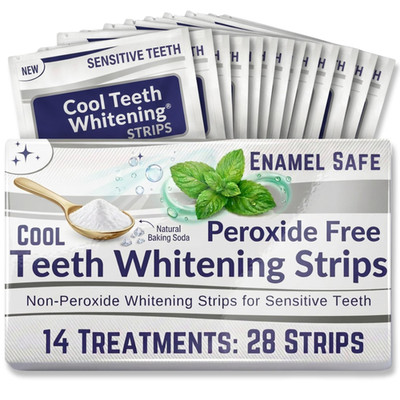 Natural Teeth Whitening Strips for Sensitive 2 Count (Pack of 14), White