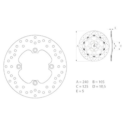 Brake disc Brembo Oro 108489952 with approval, rigid 240x5mm