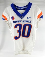 2021 Boise State Broncos #30 Game Used White Jersey Football NP Rem 40 DP99936