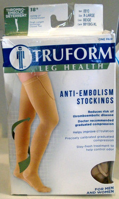 TruForm 8810 Anti-Embolism UNISEX 18mmhg Thigh Closed Toe X-LARGE BEIGE Open Box