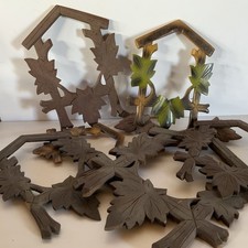 ANTIQUE SALVAGED ARCHITECTUAL CLOCK PARTS / CARVED WOOD LEAVES /LOT # 3