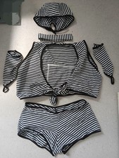 PRISONERS OUTFIT/COSTUME/FANCY DRESS. ONE SIZE. ONLY 1 ON EBAY, WORTH OVER �45.