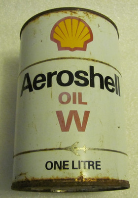 VINTAGE SHELL AEROSHELL AIRCRAFT MOTOR OIL CAN CANADA ADVERTISING SIGN TIN FULL