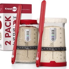 Sourdough Starter Kit: 34oz Glass Jar with Lid  Tracker, 2 Pack Fermenter