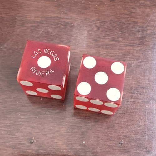 Vintage Riviera Casino Las Vegas Dice Pair Red Dice Blue Riviera Logo CLOSED - 第 2/5 張圖片