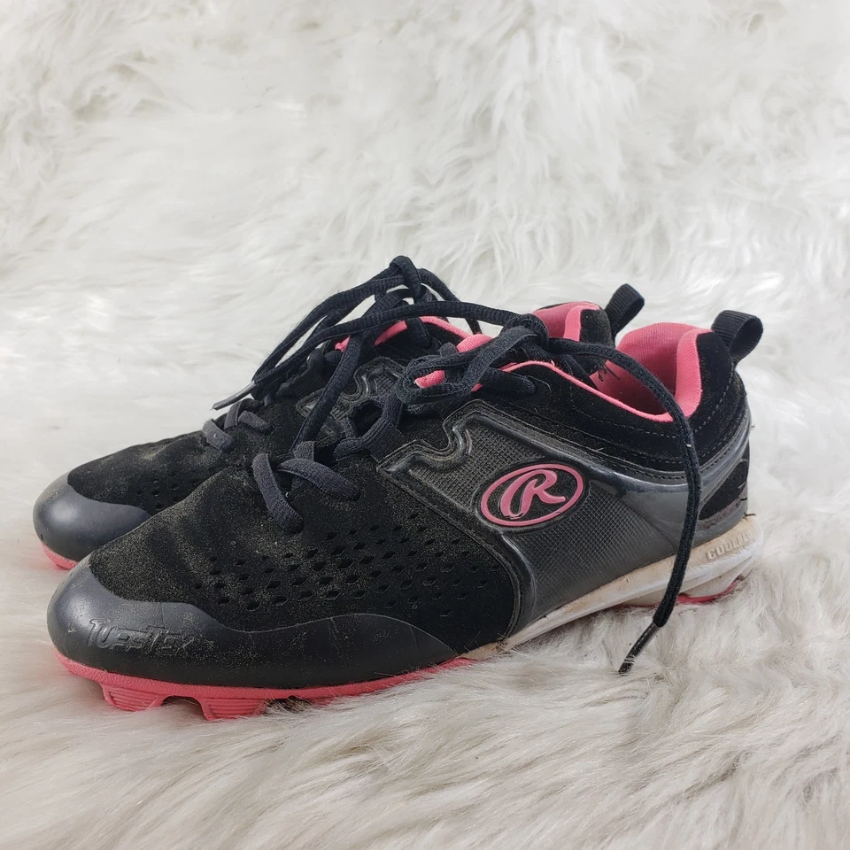 Chuteiras de beisebol RAWLINGS preto rosa crianças jovens tamanho EUA 2 - Imagem 3 de 4
