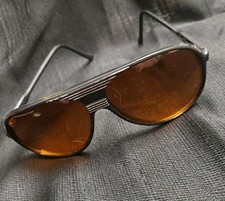 Vintage 1980's Aviator Sunglasses HAZE BRAKER Black Frames Amber Brown Lens