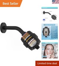Deluxe 20-Stage Shower Head Filter Adjustable Holder Matte Black Elegance
