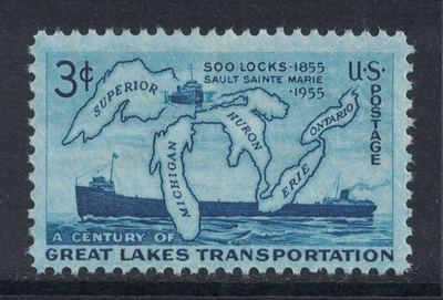 #ad Scott 1069 Great Lakes Transportation Soo Lock MNH 3c 1955 unused mint $0.99