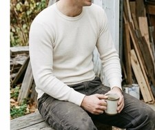 J.E. Morgan Thermal Long Johns Top Mens XL White Waffle Knit Crewneck vintage