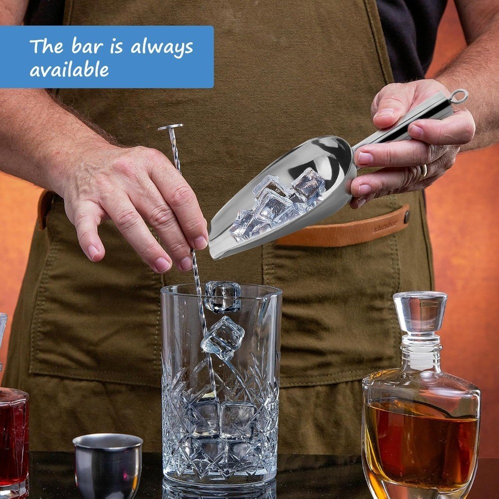 Stainless Steel Ice Scoop 6 Ounce Metal Ice Scooper for Kitchen Freezer Bar