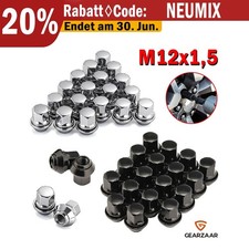 20 Radmuttern Muttern Schrauben M12x1,5 Kegel für FORD Alufelgen Schwarz / Chrom