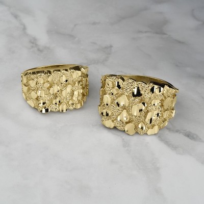 10k & 14k Gold Classic Nugget Square Ring