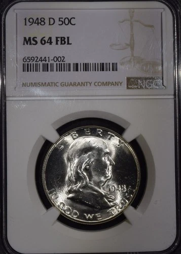 1948-D Franklin Half Dollar "NGC MS64 FBL"
